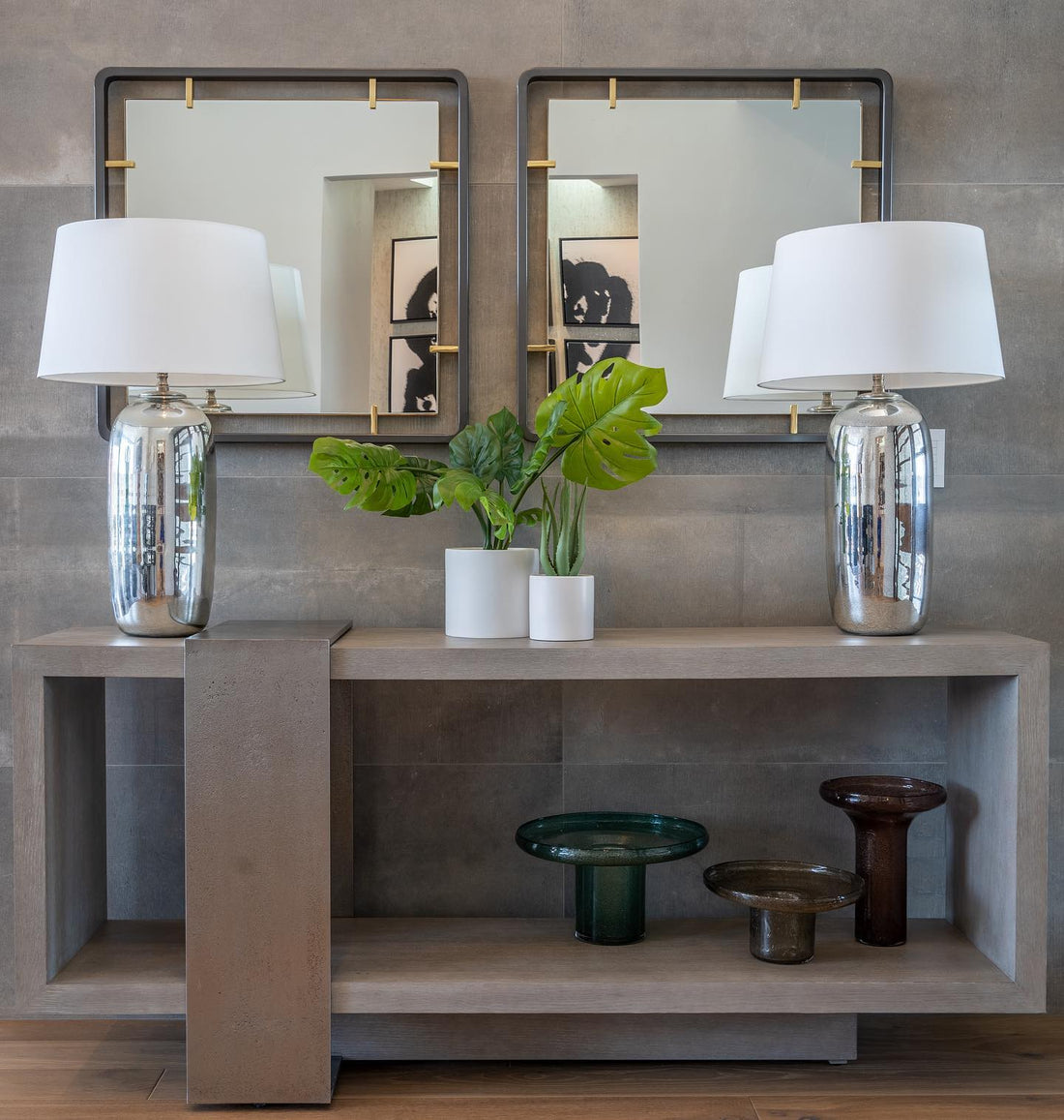SCULPTURAL TABLE AND FLOOR LAMPS